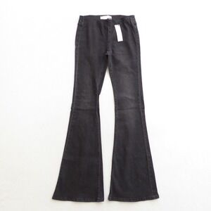 Newbury Kustom Womens Black Wash Flare Jeans Elastic Waist High Rise Size Small